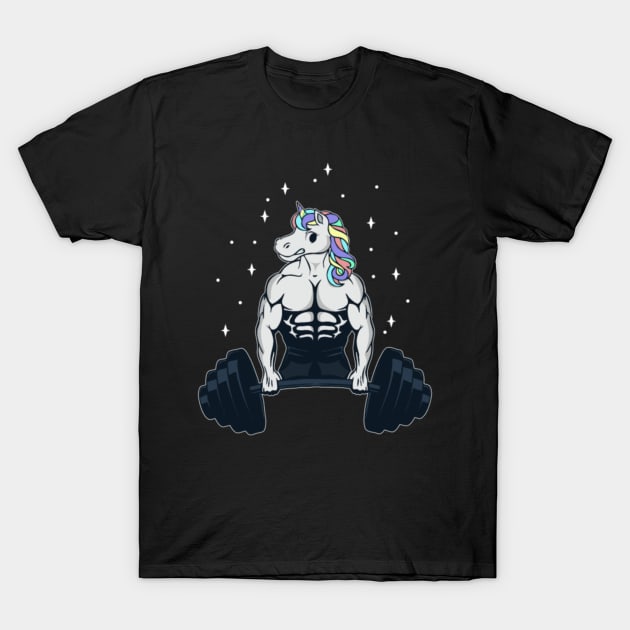 Unicorn Weightlifting unicorn T-Shirt by Nulian Sanchez